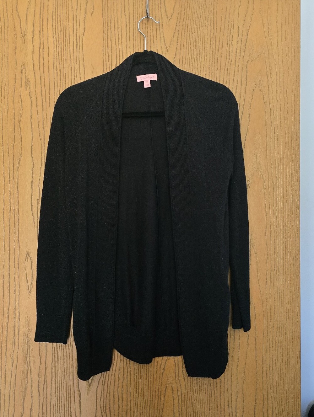 Lilly Pulitzer Black Metallic Open-Front Cardigan Sweater